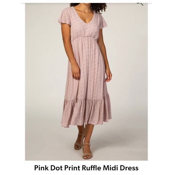 Pink blush flowing dress large
Prairie muted pink print flutter sleeve B 39" EUC - Picture 8 of 10